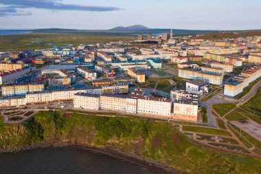 Anadyr şehrinin konut manzarası.