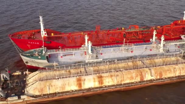 Novy Port Yamalo Nenetskiy Avtonomnyy Okrug Rusland September 2019 Tankers — Stockvideo