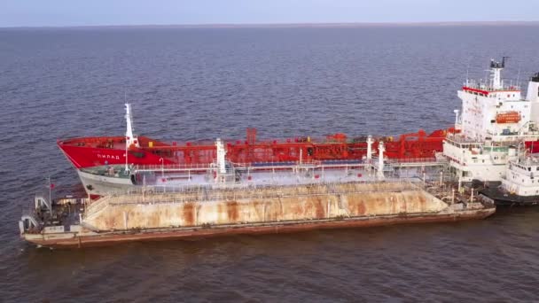 Novy Port Yamalo Nenetskiy Avtonomnyy Okrug Rusland September 2019 Tankers — Stockvideo