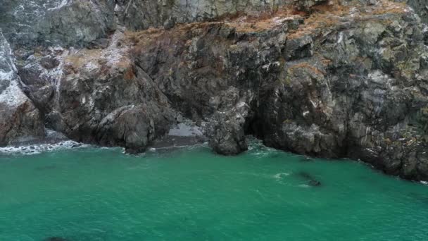 Top View Northwest Rocky Coast Bering Sea Chukchi Region — Stock Video