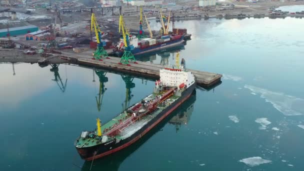 Egvekinot Chukotski Régió Oroszország 2019 Október Chukotka Tartályhajó Más Hajók — Stock videók
