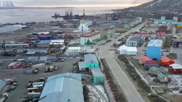 Egvekinot Chukotski Region Russia October 2019 Top View Settlement Egvekinot — 图库视频影像