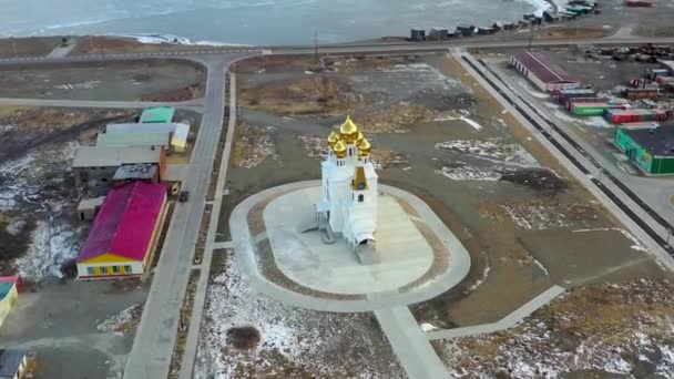 Egvekinot Obwód Czukotski Rosja Października 2019 Widok Góry Miejscowy Kościół — Wideo stockowe