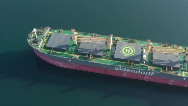 Vladivostok Rusya Aralık 2019 Kargo Gemisi Alwine Oldendorff Üst Görüntüsü — Stok video