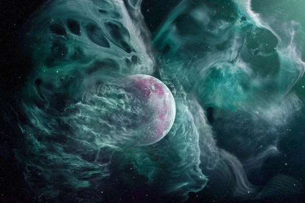 Hi res star Mgławica tło z planety — Zdjęcie stockowe