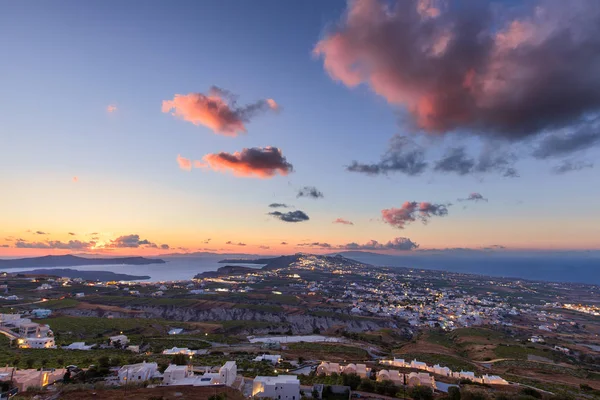 Panorama of Santorini island towards the setting sun — Stock Photo, Image