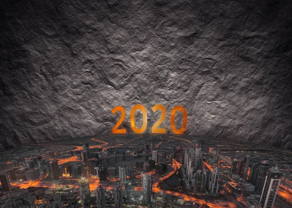 Futuristische scène voor aankomende 2020 als denken buiten de doos co — Stockfoto