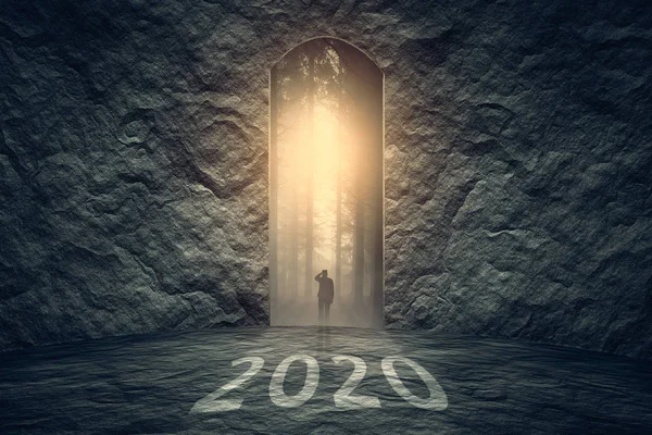 Путь вперед к 2020 году от холодного настоящего к теплому будущему — стоковое фото
