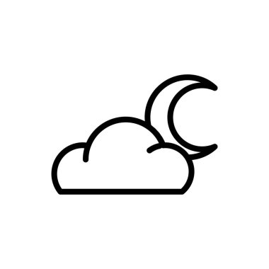 parti bulutlu gece taslak ikonu. Vektör çizimi. İzole edilmiş.