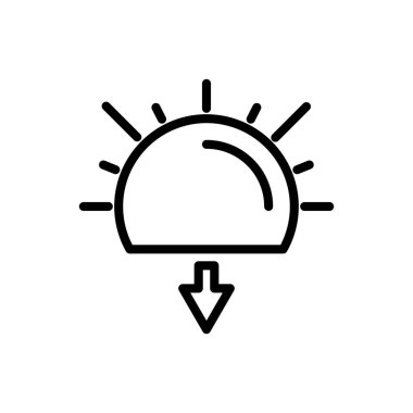 Gün batımı ana hatları simgesi. Vektör çizimi. Beyaz sırtında izole edilmiş