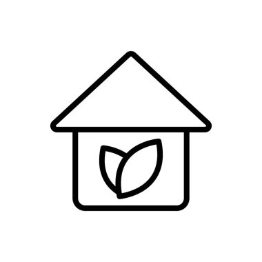 Yeşil Ev taslak simgesi. Vektör çizimi. Beyazda izole edilmiş