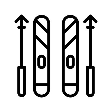 Icon ski in outline style. vector illustration and editable stro