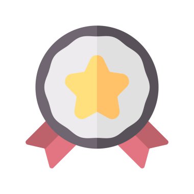 Düz stil ikon madalya. Vektör illüstrasyonu ve düzenlenebilir vuruş