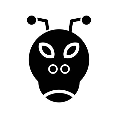 Kabartma şeklinde bir ikon uzaylı. Vektör illüstrasyonu ve düzenlenebilir stro