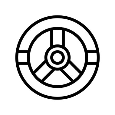 Ana hatlarıyla ikon direksiyon simidi. Vektör illüstrasyonu ve edi