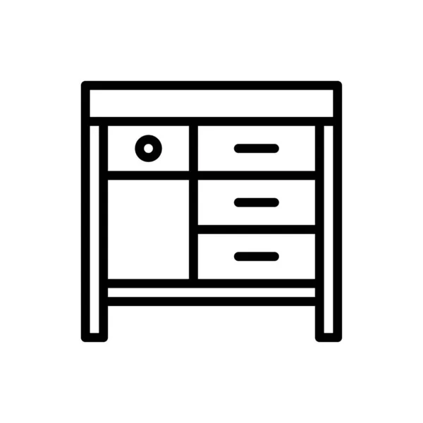 Werktafel omtrek pictogram. vectorillustratie. geïsoleerd op wit — Stockvector