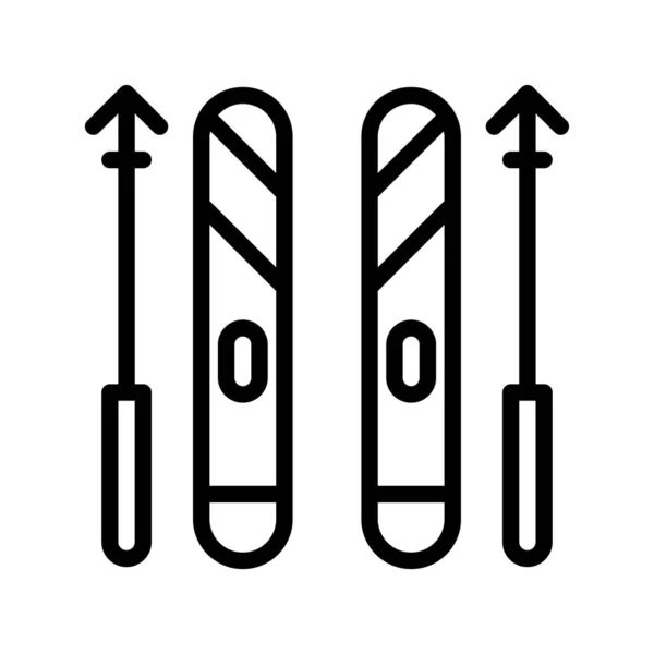 -Ikone Ski im Outline-Stil. Vektorillustration und editierbares stro — Stockvektor