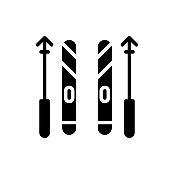 Icon ski in glyph style. vector illustration and editable stroke — Stock Vector