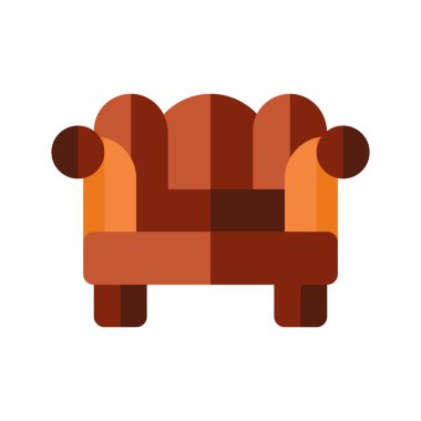 Düz stil ikon kanepe. Vektör illüstrasyonu ve düzenlenebilir vuruş