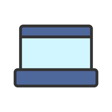 Çizgisel renk tarzında ikon dizüstü bilgisayar. Vektör illüstrasyon ve düzenleme