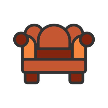 Çizgisel renk şeklinde ikon kanepe. vektör illüstrasyonu ve düzenleme