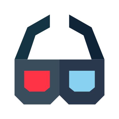 Düz 3D gözlük. Vektör illüstrasyonu ve düzenlenebilir 