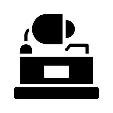 Kabartma şeklinde ikon gramofon. Vektör illüstrasyonu ve düzenlenebilir