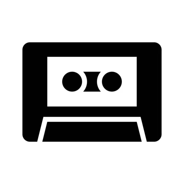 Symbol-Audio-Kassette im Glyphen-Stil. Vektorillustration und Bearbeitung — Stockvektor