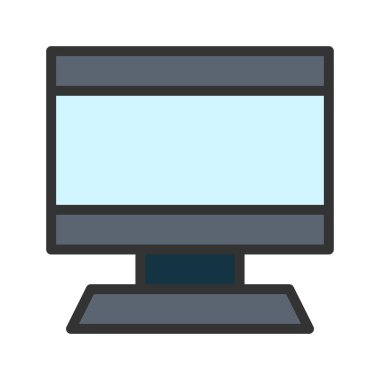 Çizgisel renk biçiminde simge bilgisayarı. Vektör illüstrasyonu ve edi