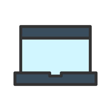 Çizgisel renk tarzında ikon dizüstü bilgisayar. Vektör illüstrasyon ve düzenleme