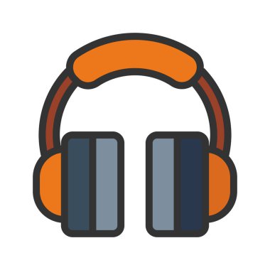Çizgisel renk şeklinde ikon kulaklık. vektör illüstrasyonu ve ed