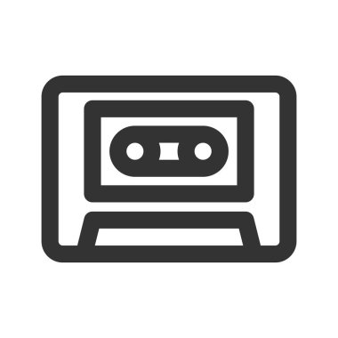 Satır biçiminde simge ses kaseti. Vektör illüstrasyon ve düzenleme