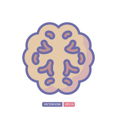 Çizgisel renk tarzında beyin simgesi. Vektör logosu tasarım şablonu. M