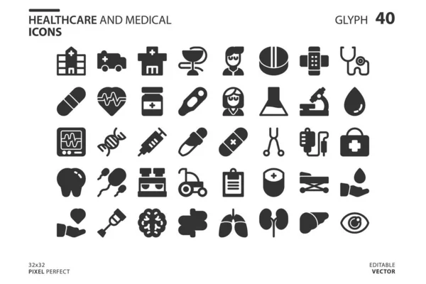 Icono de atención médica y médica en estilo lleno. Logotipos vectoriales — Archivo Imágenes Vectoriales