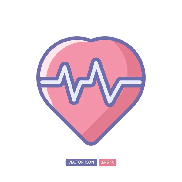 Icono del latido del corazón en estilo de color lineal. Plantilla de diseño del logotipo del vector — Vector de stock