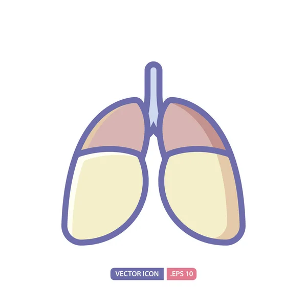 Icono pulmonar en estilo de color lineal. Plantilla de diseño de logotipo vectorial. Mo. — Vector de stock