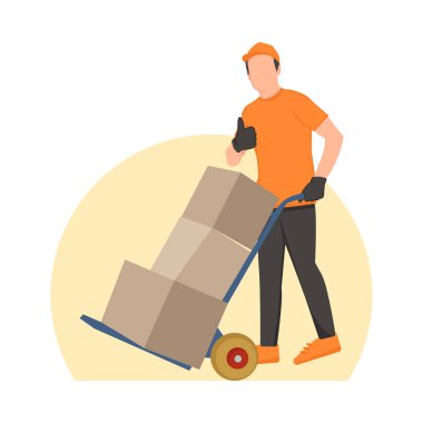 Teslimatçı adamın vektör çizimi. Çizgi film tarzı teslimat.