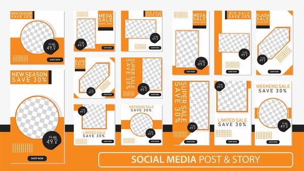 Social media stories and post bundle kit template Premium Vector — 스톡 벡터
