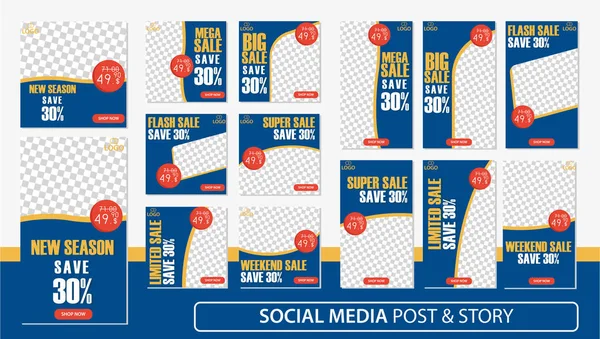 Historias de redes sociales y plantilla de kit post bundle Vector Premium — Vector de stock