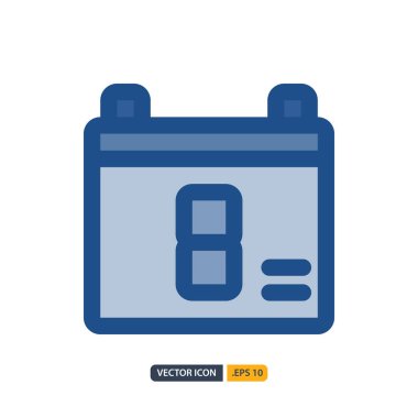 calendar icon in Blue Outline Color style isolated on white back