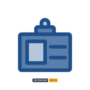 id card icon in Blue Outline Color style isolated on white backg