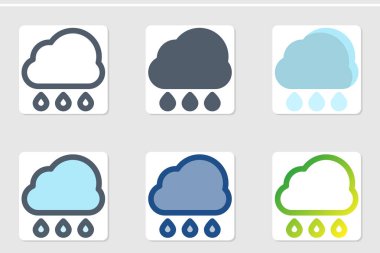 Beyaz arka planda izole edilmiş yağmur simgesi. Web siteniz için
