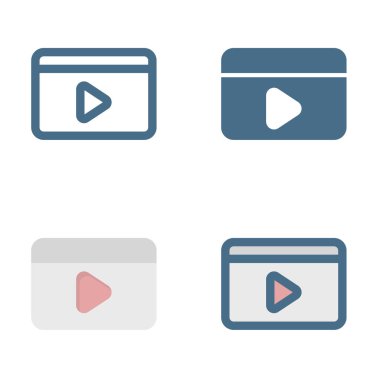 Beyaz arkaplanda izole edilmiş video oynatıcı simgesi. Web sitesi tasarımın için, logo, uygulama, Ui. Vektör grafik çizimi ve düzenlenebilir felç. Eps 10.