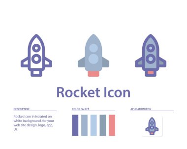 Beyaz arka planda izole edilmiş bir roket simgesi. Web sitesi tasarımın için, logo, uygulama, Ui. Vektör grafik çizimi ve düzenlenebilir felç. Eps 10.