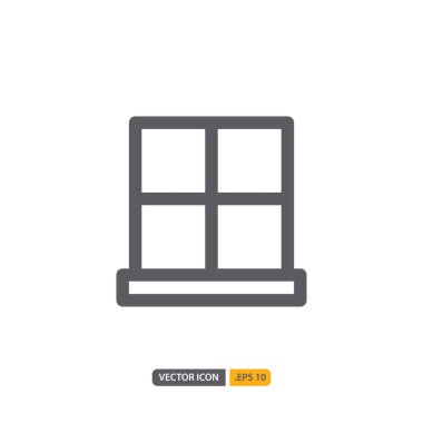 Beyaz arkaplanda pencere simgesi izole edildi. Web sitesi tasarımın için, logo, uygulama, Ui. Vektör grafik çizimi ve düzenlenebilir felç. Eps 10.