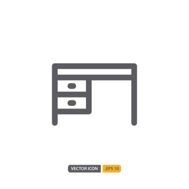 Masa simgesi beyaz arkaplanda izole edildi. Web sitesi tasarımın için, logo, uygulama, Ui. Vektör grafik çizimi ve düzenlenebilir felç. Eps 10.