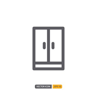 Dolap simgesi beyaz arkaplanda izole edildi. Web sitesi tasarımın için, logo, uygulama, Ui. Vektör grafik çizimi ve düzenlenebilir felç. Eps 10.