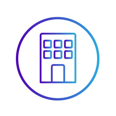 Beyaz arkaplanda izole edilmiş bina simgesi. Web sitesi tasarımın için, logo, uygulama, Ui. Vektör grafik çizimi ve düzenlenebilir felç. Eps 10.