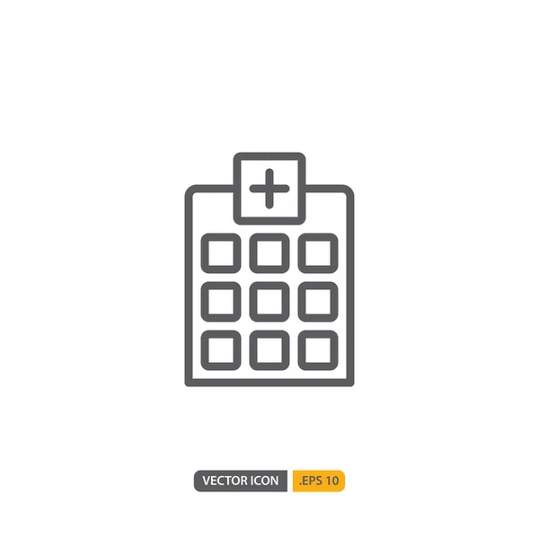 Ikona Nemocnice Izolovaných Bílém Pozadí Pro Vaše Webové Stránky Design — Stockový vektor