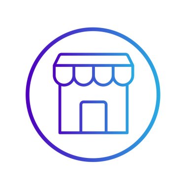 Beyaz arka planda izole edilmiş bir dükkan ikonu. Web sitesi tasarımın için, logo, uygulama, Ui. Vektör grafik çizimi ve düzenlenebilir felç. Eps 10.